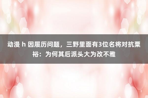 动漫 h 因履历问题，三野里面有3位名将对抗粟裕：为何其后派头大为改不雅