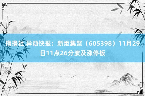 撸撸社 异动快报：新炬集聚（605398）11月29日11点26分波及涨停板