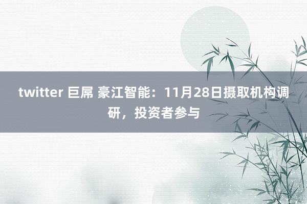 twitter 巨屌 豪江智能：11月28日摄取机构调研，投资者参与